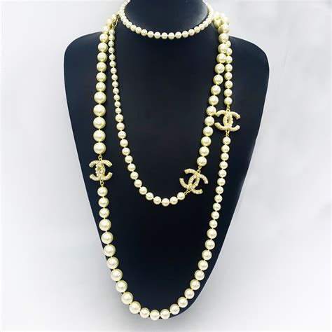 chanel costume jewellery necklace|long chanel necklace with pearls.